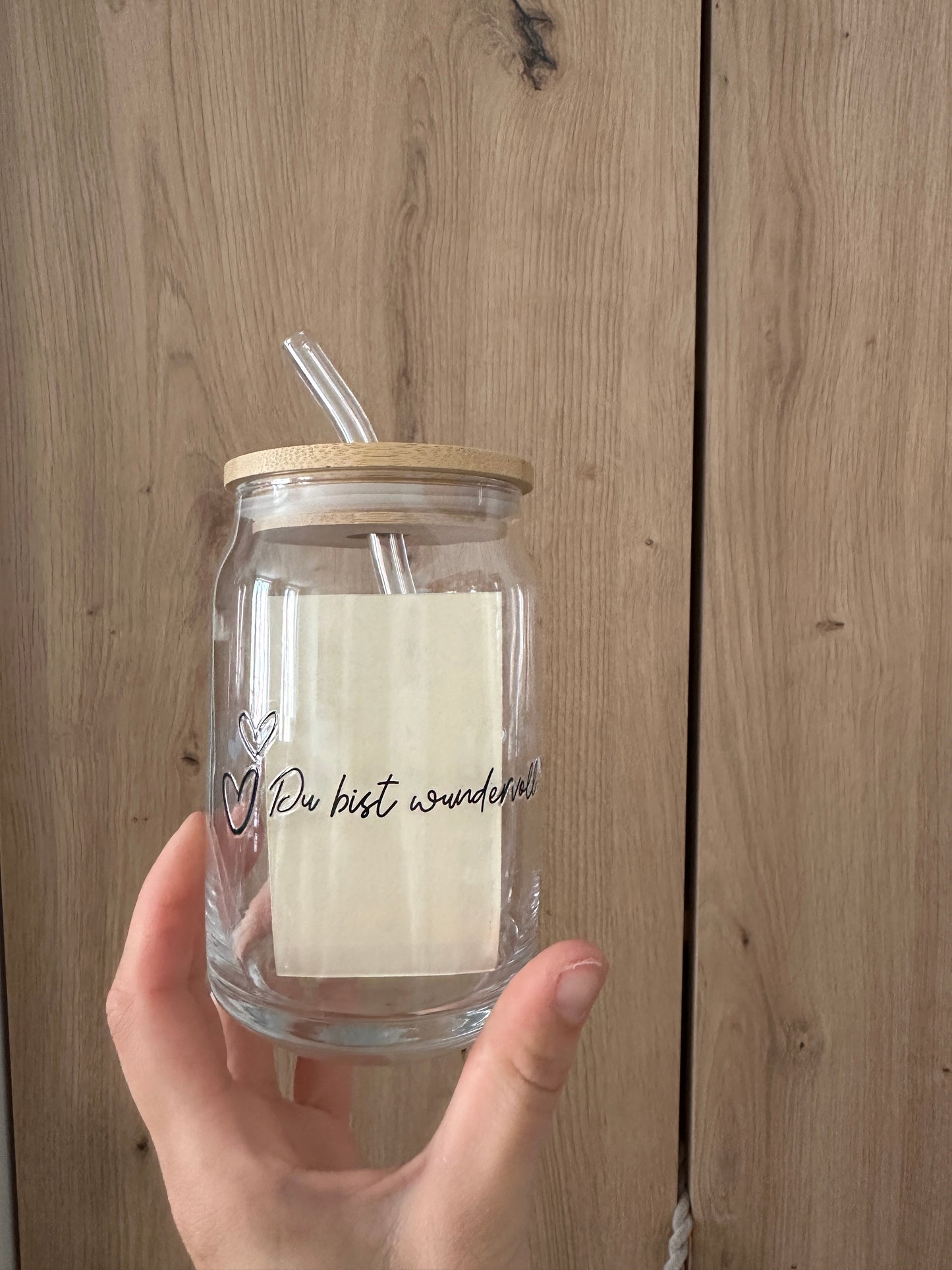 500ml Glas mit Bambusdeckel